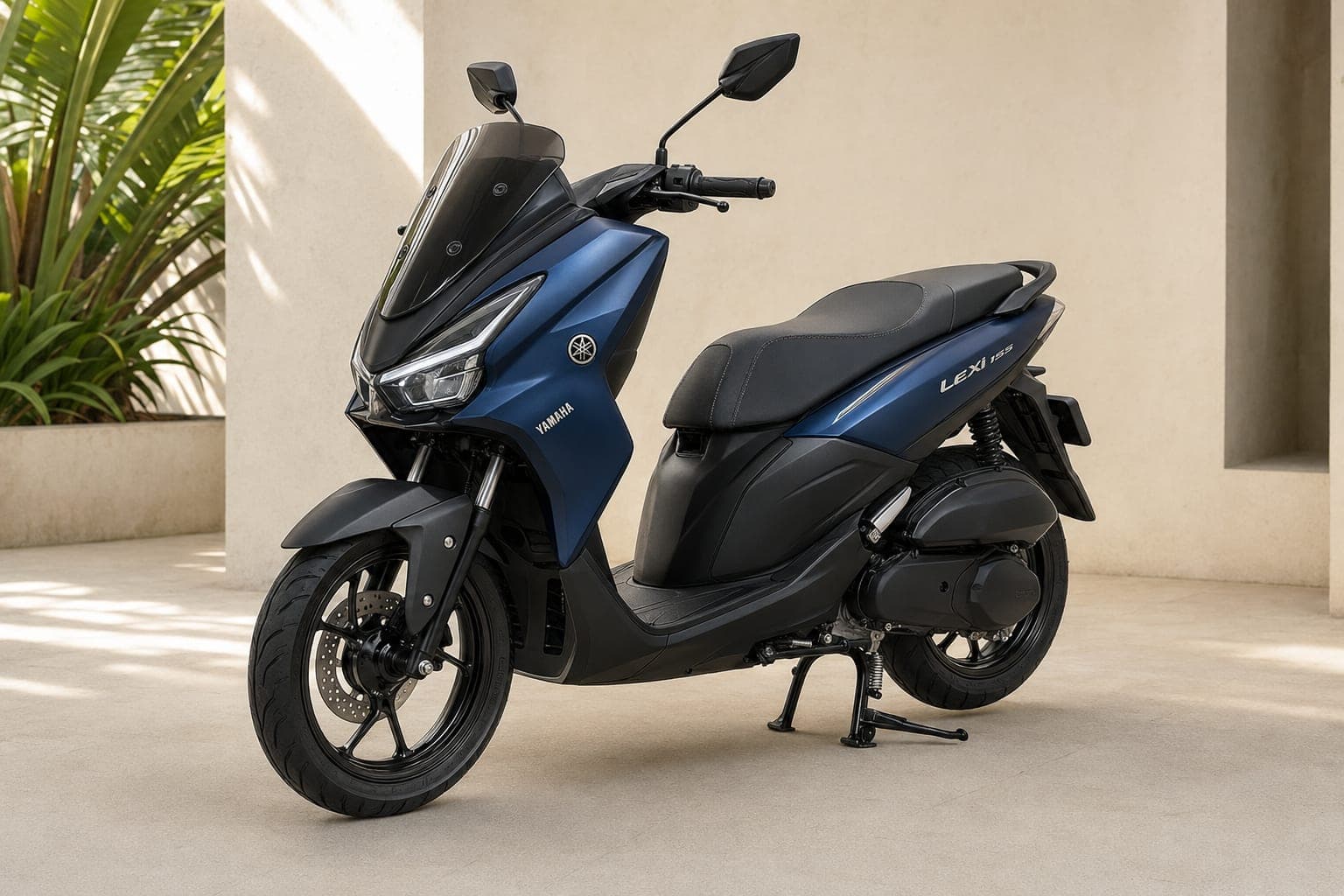 Yamaha Lexi LX 155 automatic scooter in blue and black, available for rent in Bali