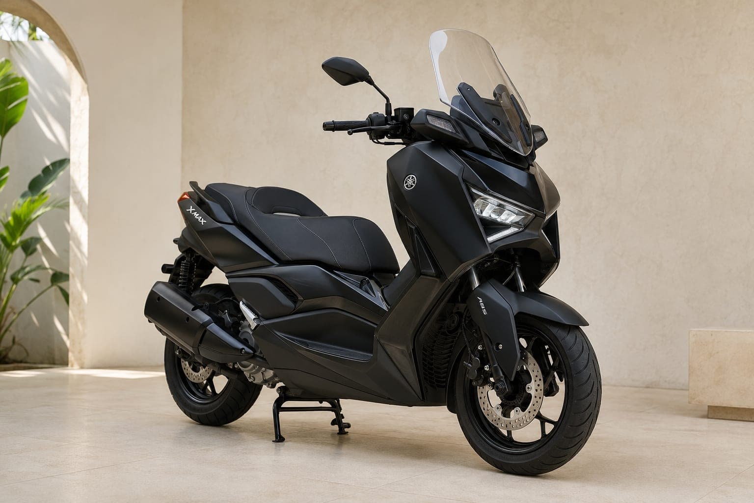 Yamaha XMAX 250 adventure scooter in midnight black, available for rent in Bali